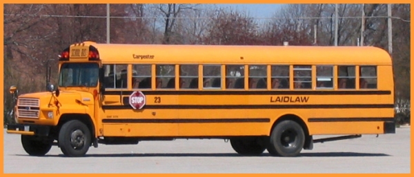 Side view of Yellow Laidlaw school bus