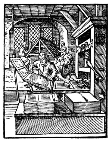 Printer in 1568 by Jost Amman (public domain)